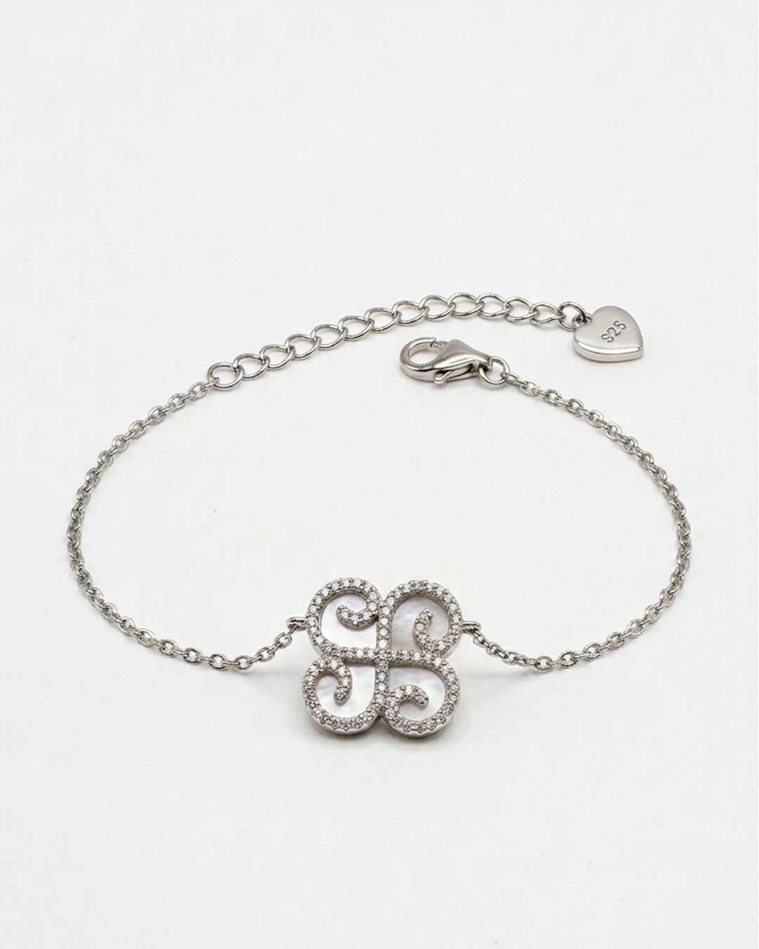 Mother of Pearl Clover Bracelet – 925 Sterling Silver — view 6