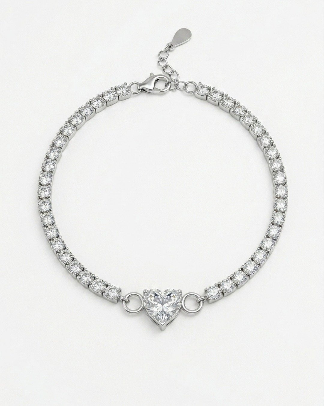 Sparkling Heart Tennis Bracelet – 925 Sterling Silver — view 5