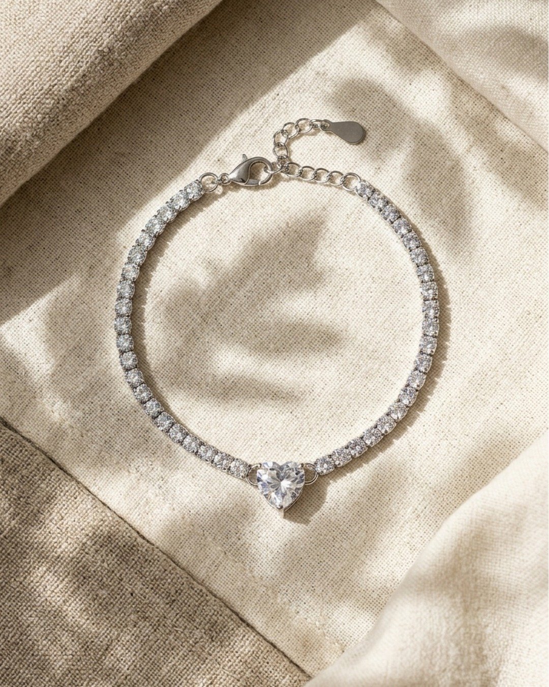 Sparkling Heart Tennis Bracelet – 925 Sterling Silver — view 3