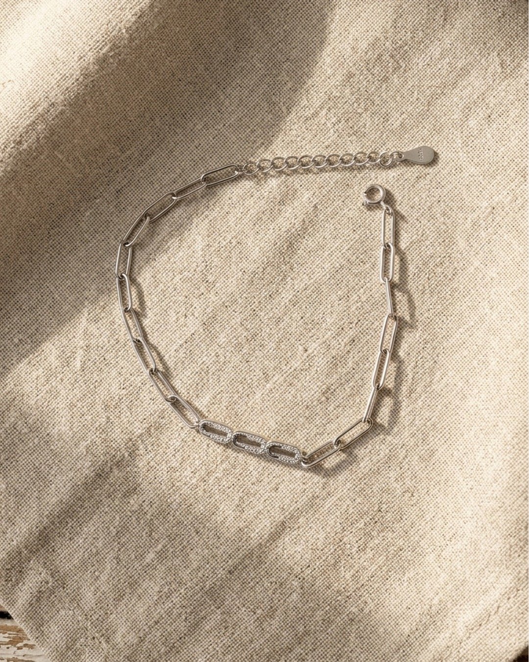 Pave Link Chain Bracelet – 925 Sterling Silver — view 6