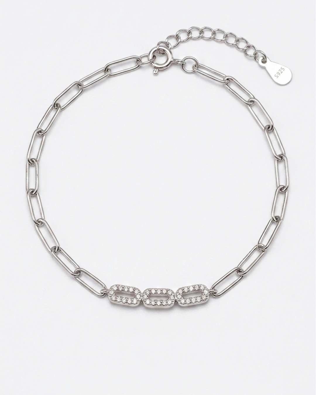 Pave Link Chain Bracelet – 925 Sterling Silver — view 5