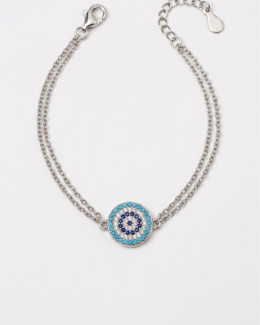 Turquoise Evil Eye Charm Bracelet – 925 Sterling Silver — view 5