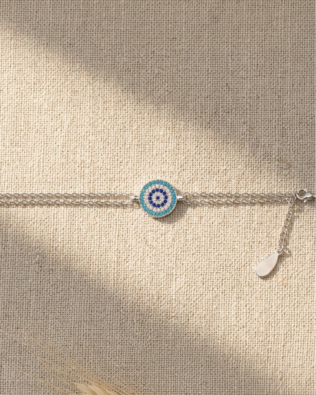 Turquoise Evil Eye Charm Bracelet – 925 Sterling Silver — view 6