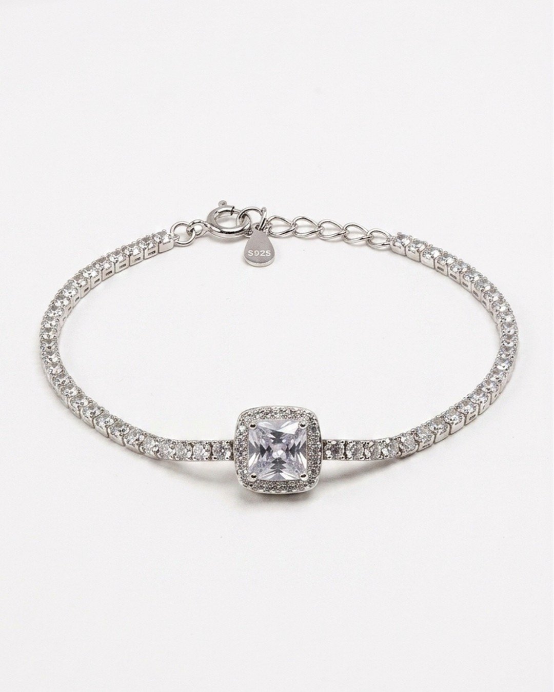 Radiant Square Solitaire Tennis Bracelet – 925 Sterling Silver — view 3