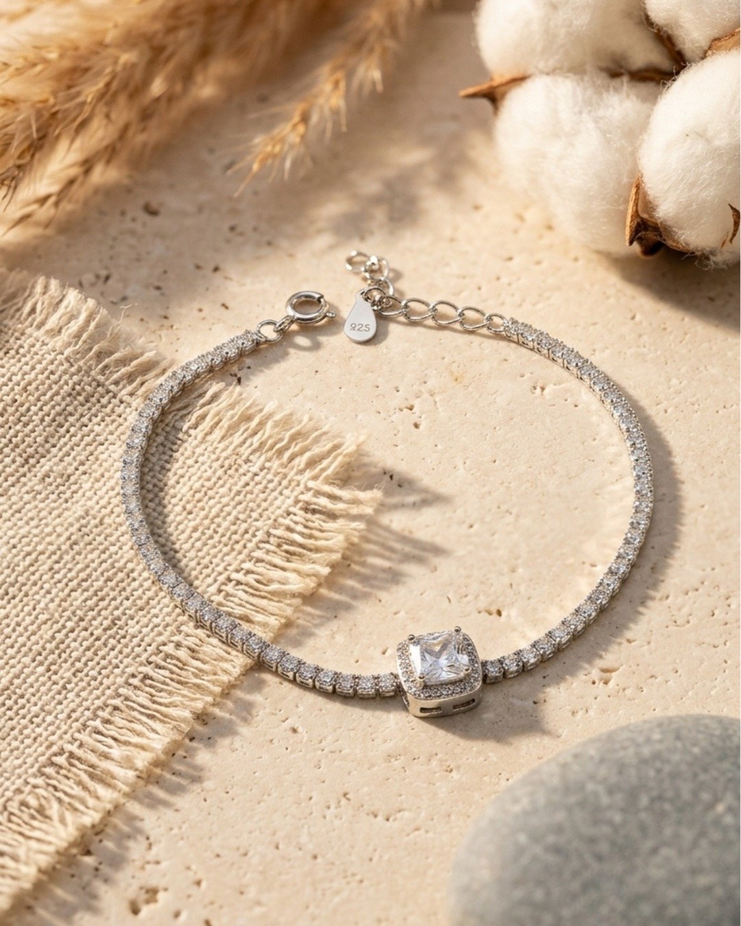 Radiant Square Solitaire Tennis Bracelet – 925 Sterling Silver