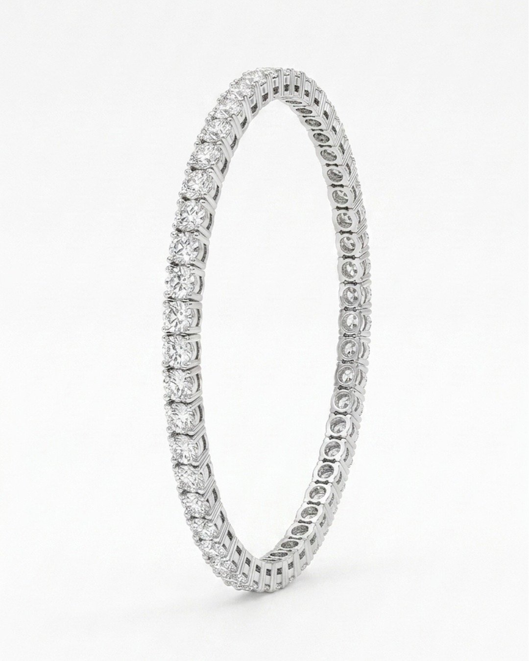 Classic Diamond-Line Kada Bracelet – 925 Sterling Silver — view 5