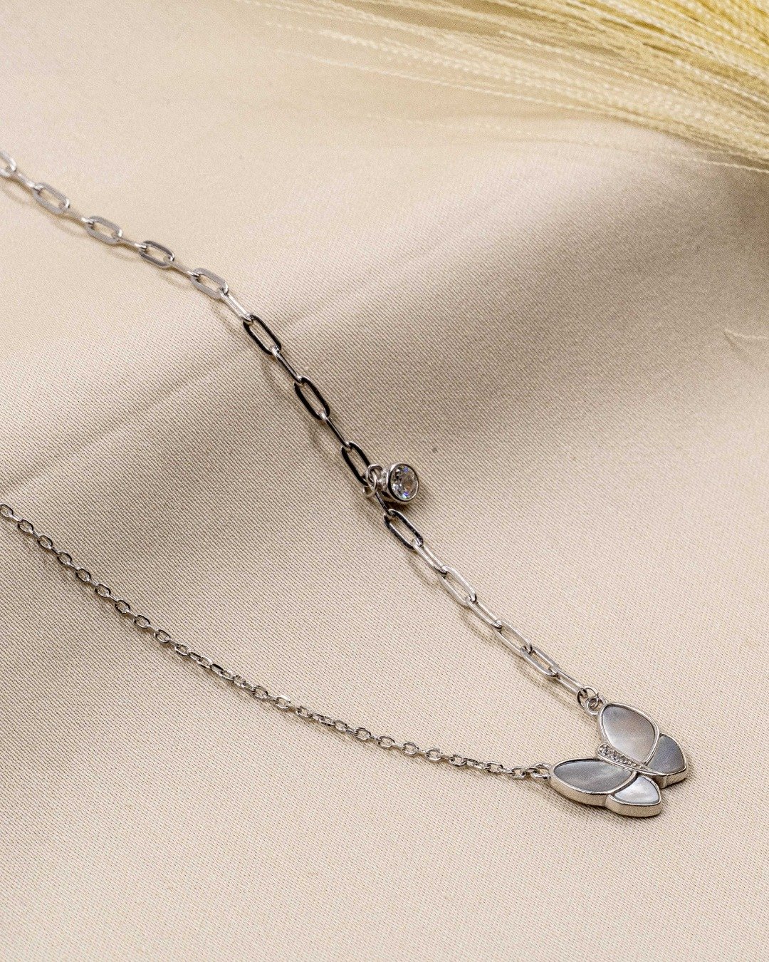 Asymmetrical Butterfly Link Necklace – 925 Sterling Silver — view 4