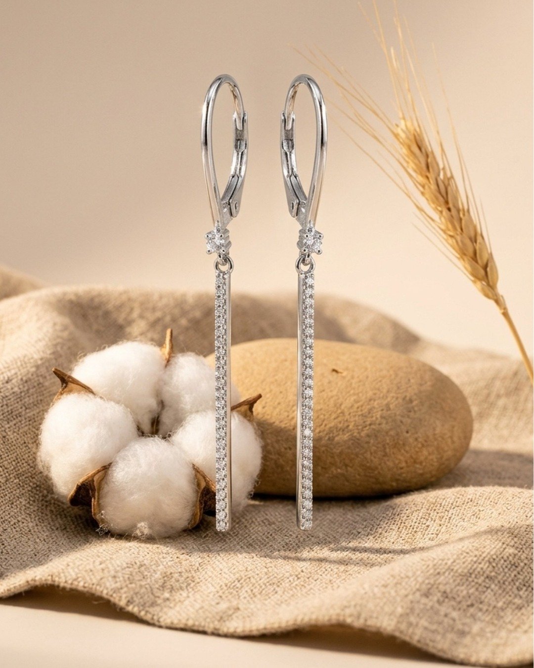 Sleek Spark Linear Drop Earrings -  925 Sterling Silver