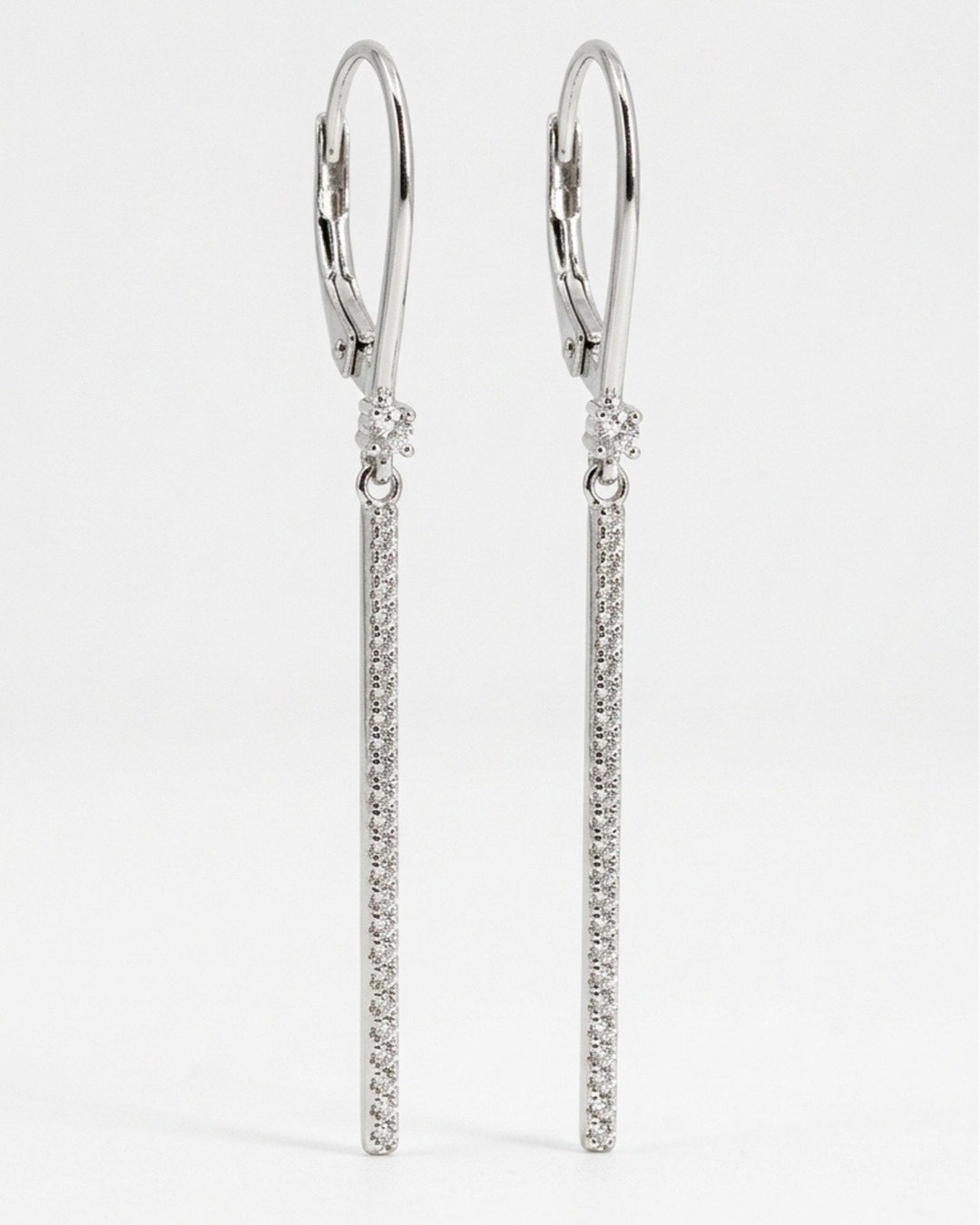 Sleek Spark Linear Drop Earrings -  925 Sterling Silver — view 4