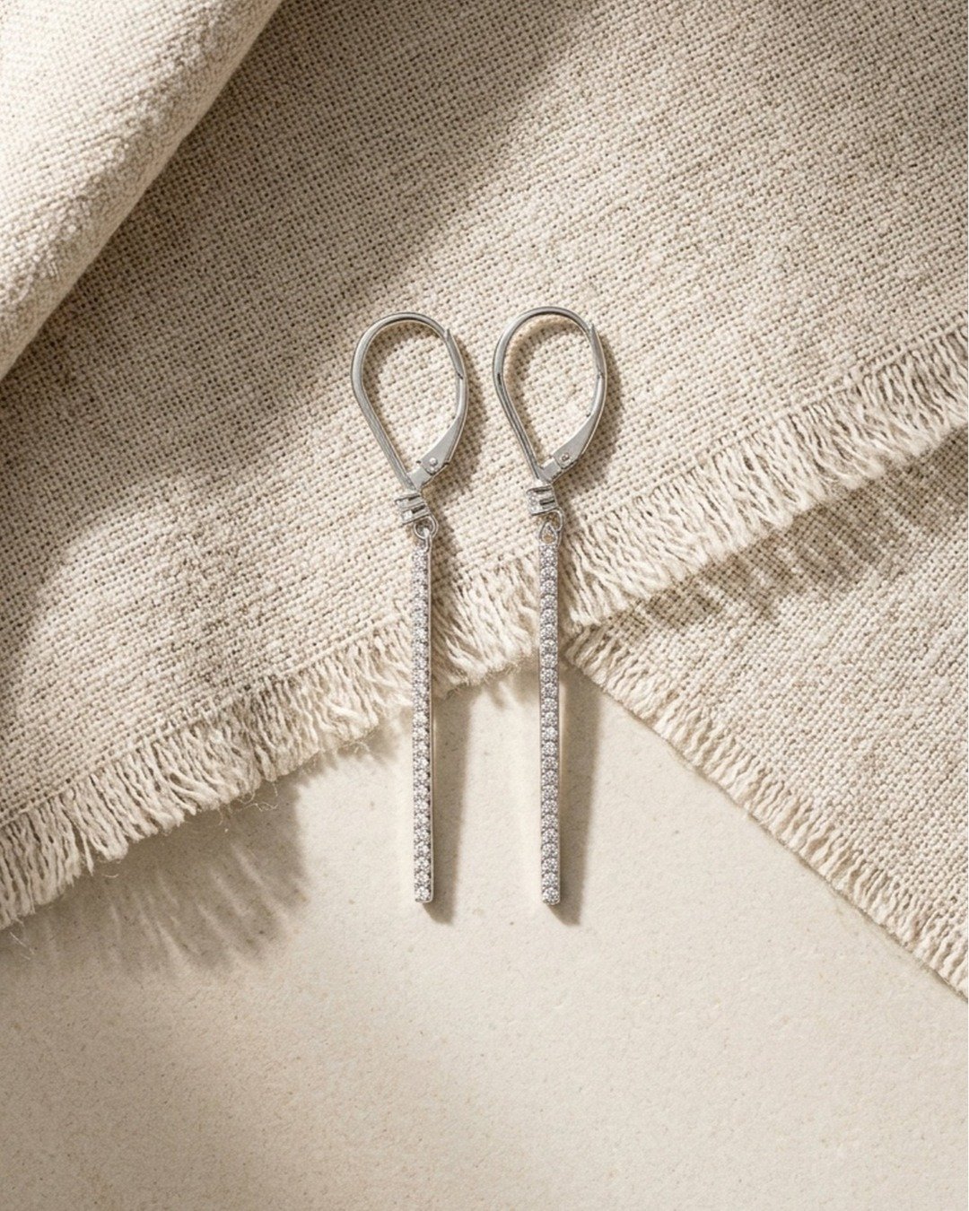 Sleek Spark Linear Drop Earrings -  925 Sterling Silver — view 5