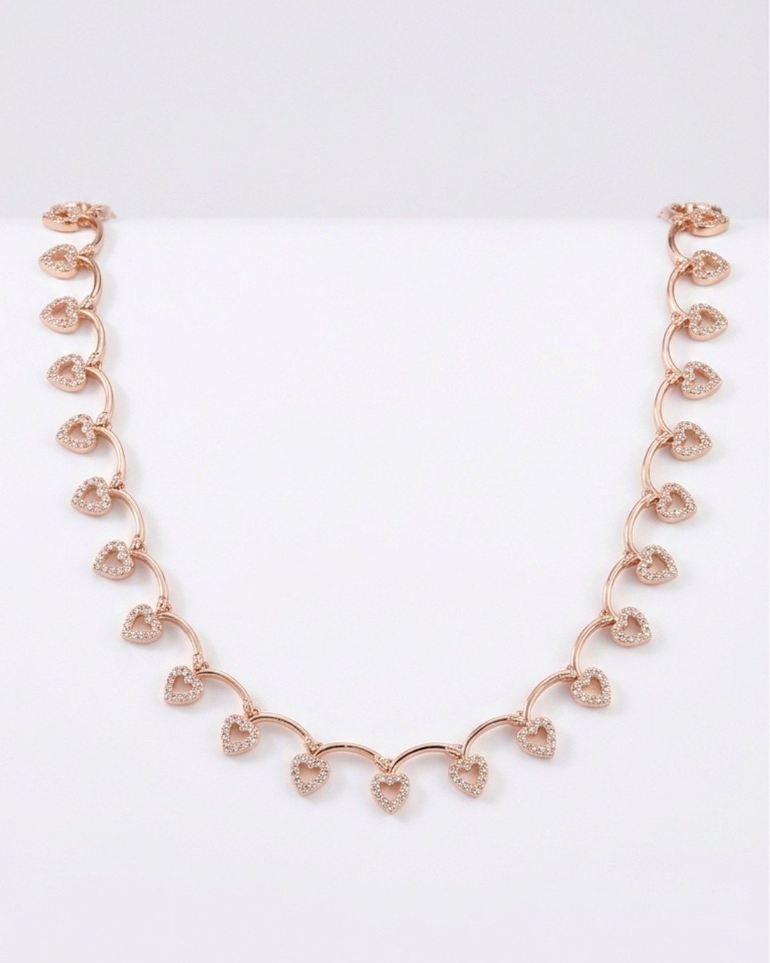 Rose Heart Link Statement Necklace Set