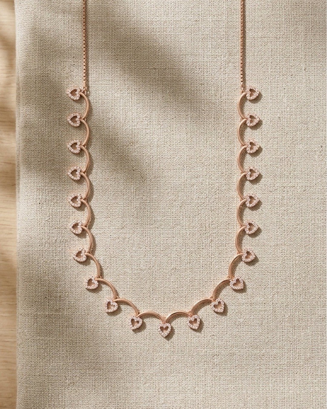 Rose Heart Link Statement Necklace Set — view 5