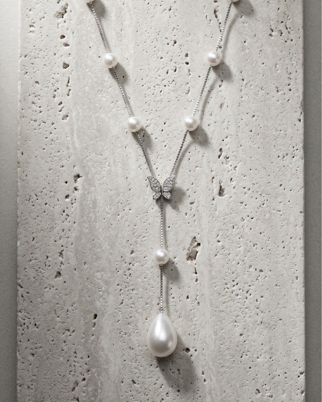 Elegant Pearl Drop Necklace – 925 Sterling Silver