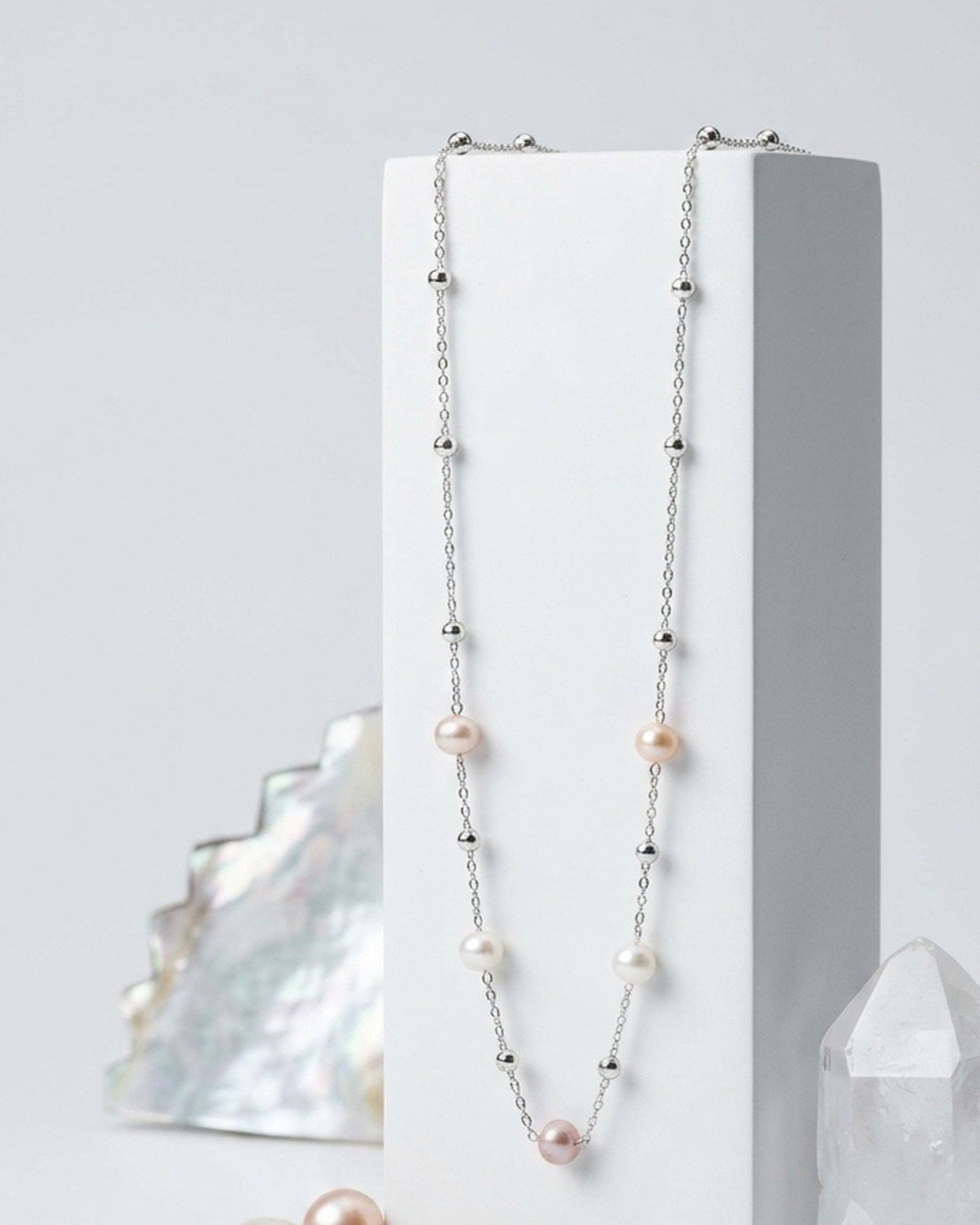 Petite Pearl Charm Necklace – 925 Sterling Silver