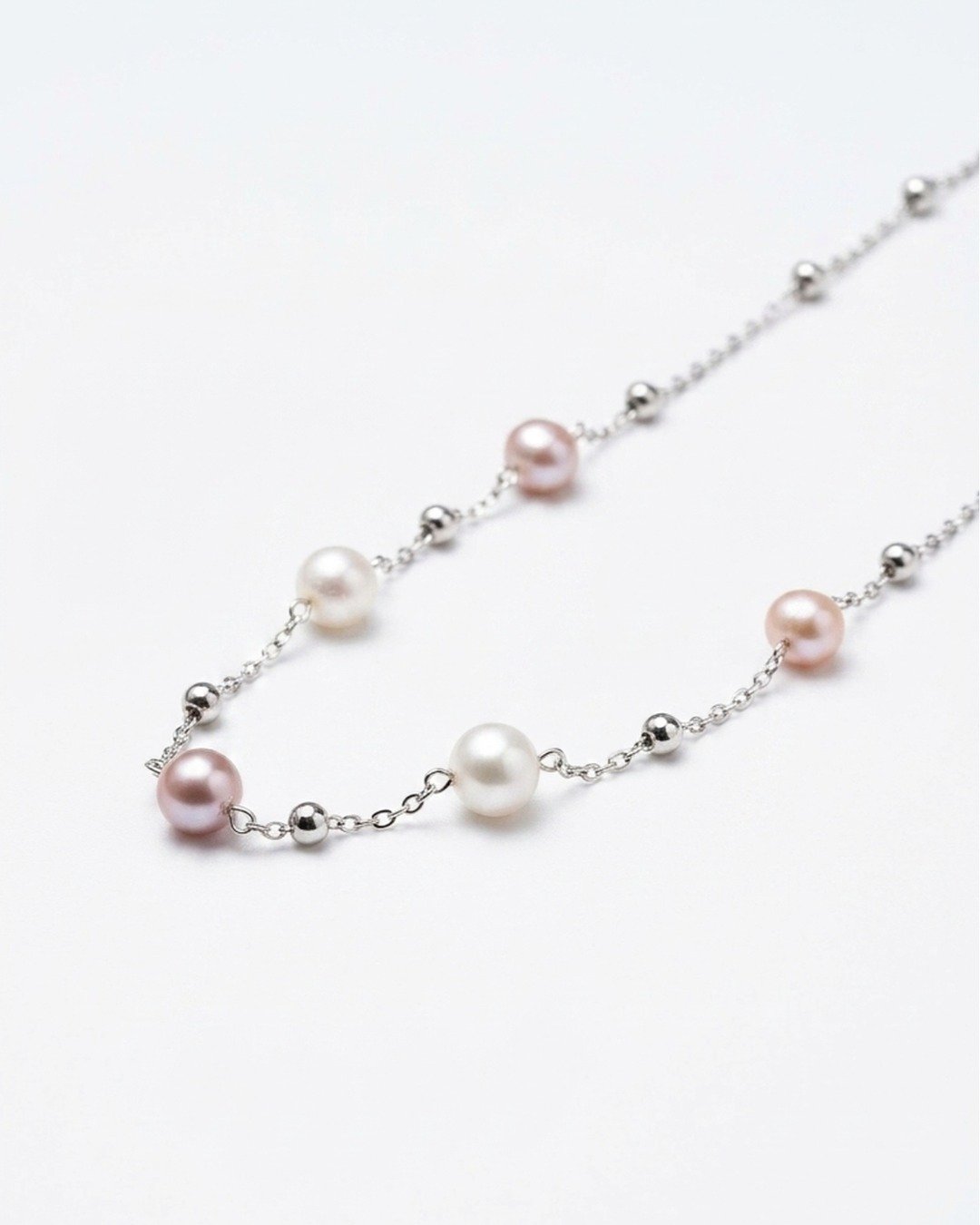 Petite Pearl Charm Necklace – 925 Sterling Silver — view 4