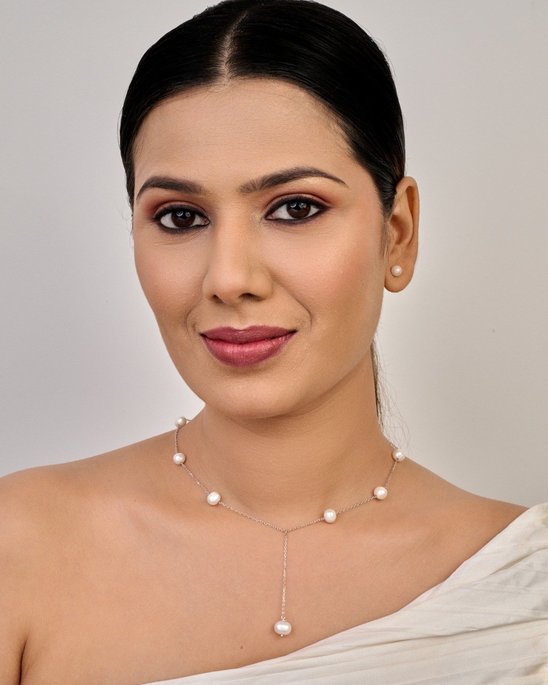 Pearl Drop Y Necklace – 925 Sterling Silver — view 3