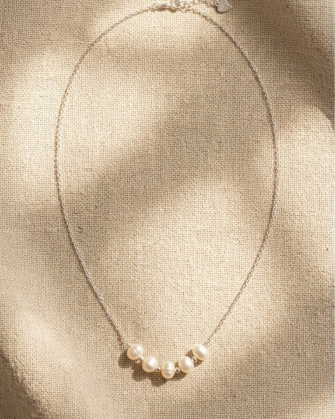 Minimal Pearl Bar Necklace – 925 Sterling Silver