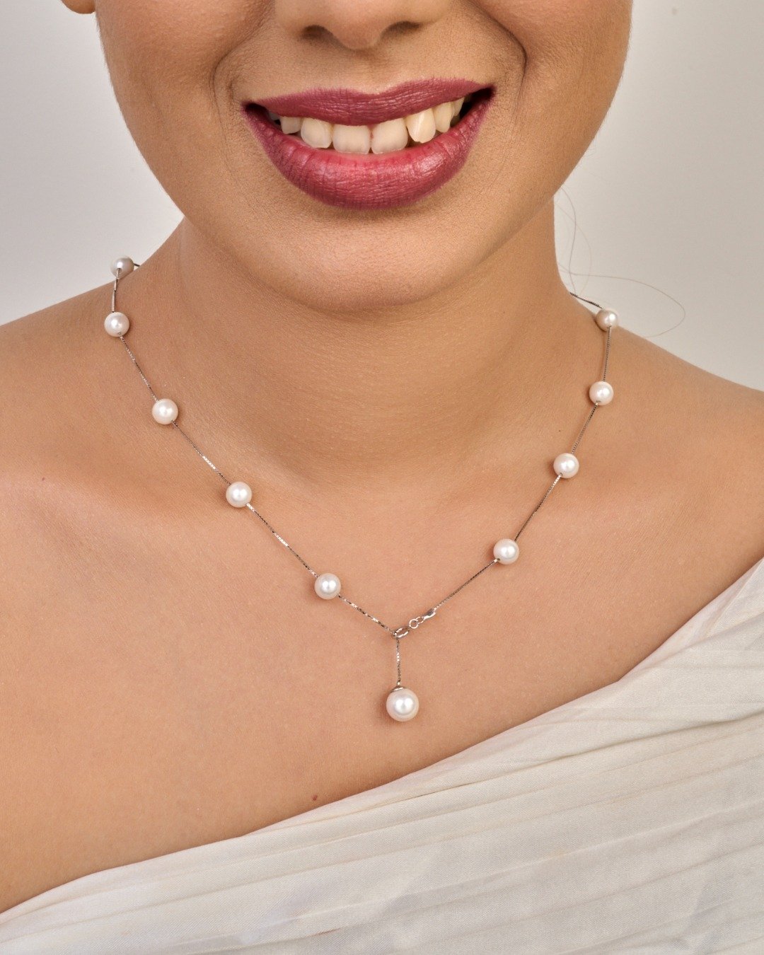 Pearl Drop Long Necklace – 925 Sterling Silver