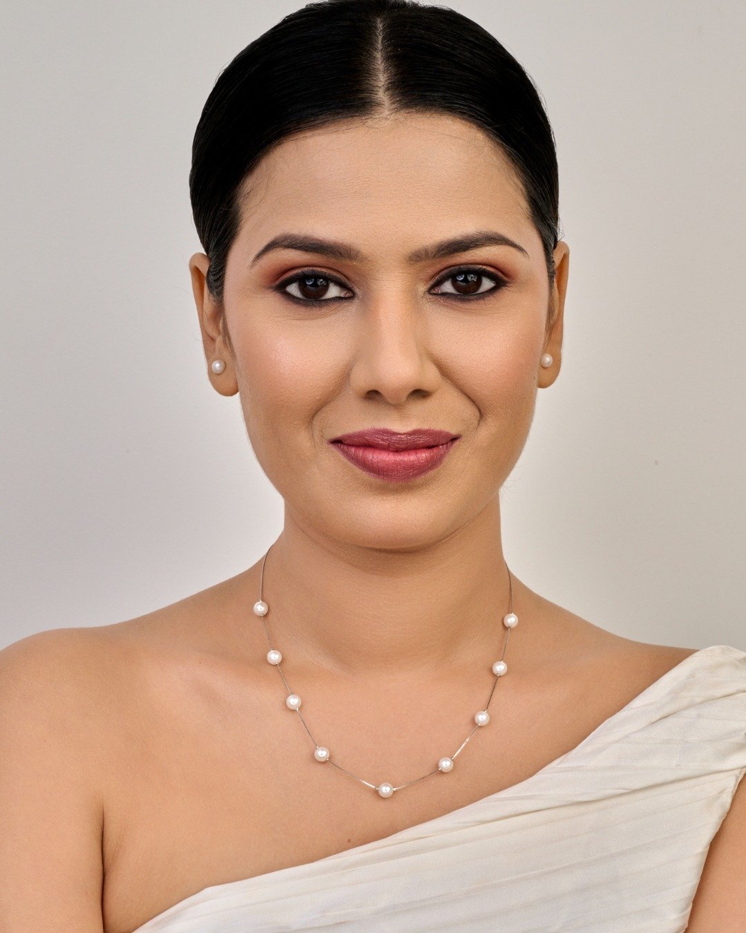 Delicate Pearl Station Necklace – 925 Sterling Silver — view 3