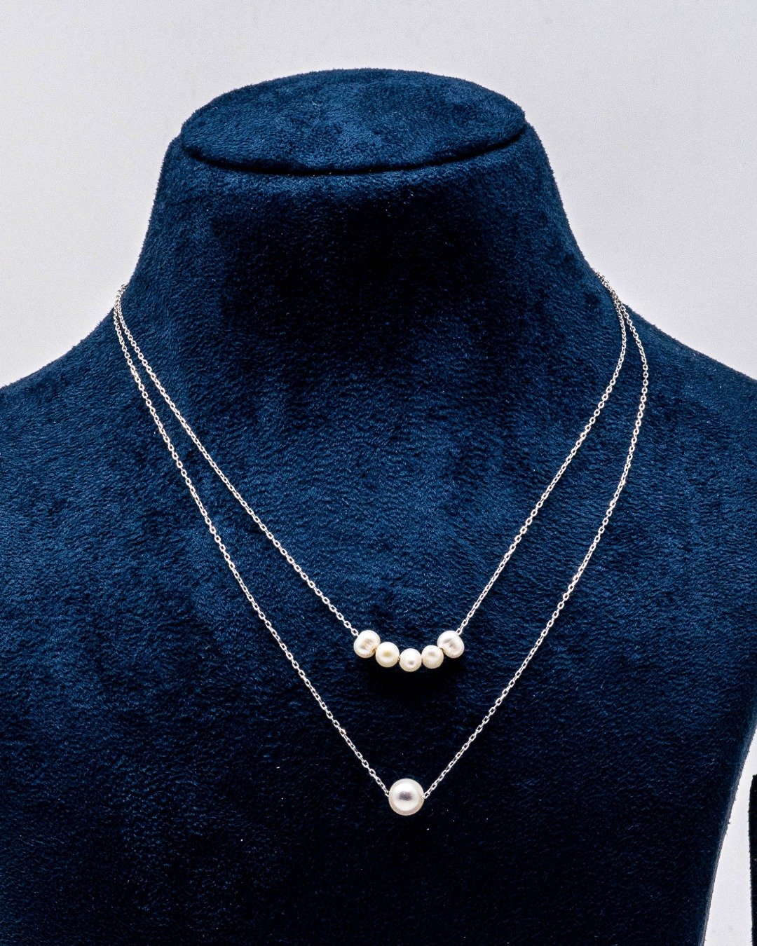 Pearl Drop Layer Necklace – 925 Sterling Silver — view 5