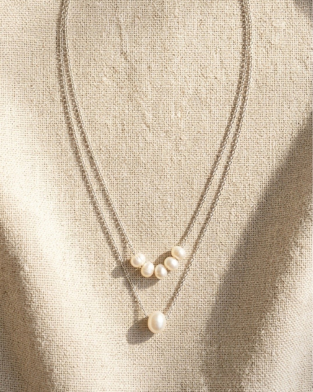 Pearl Drop Layer Necklace – 925 Sterling Silver