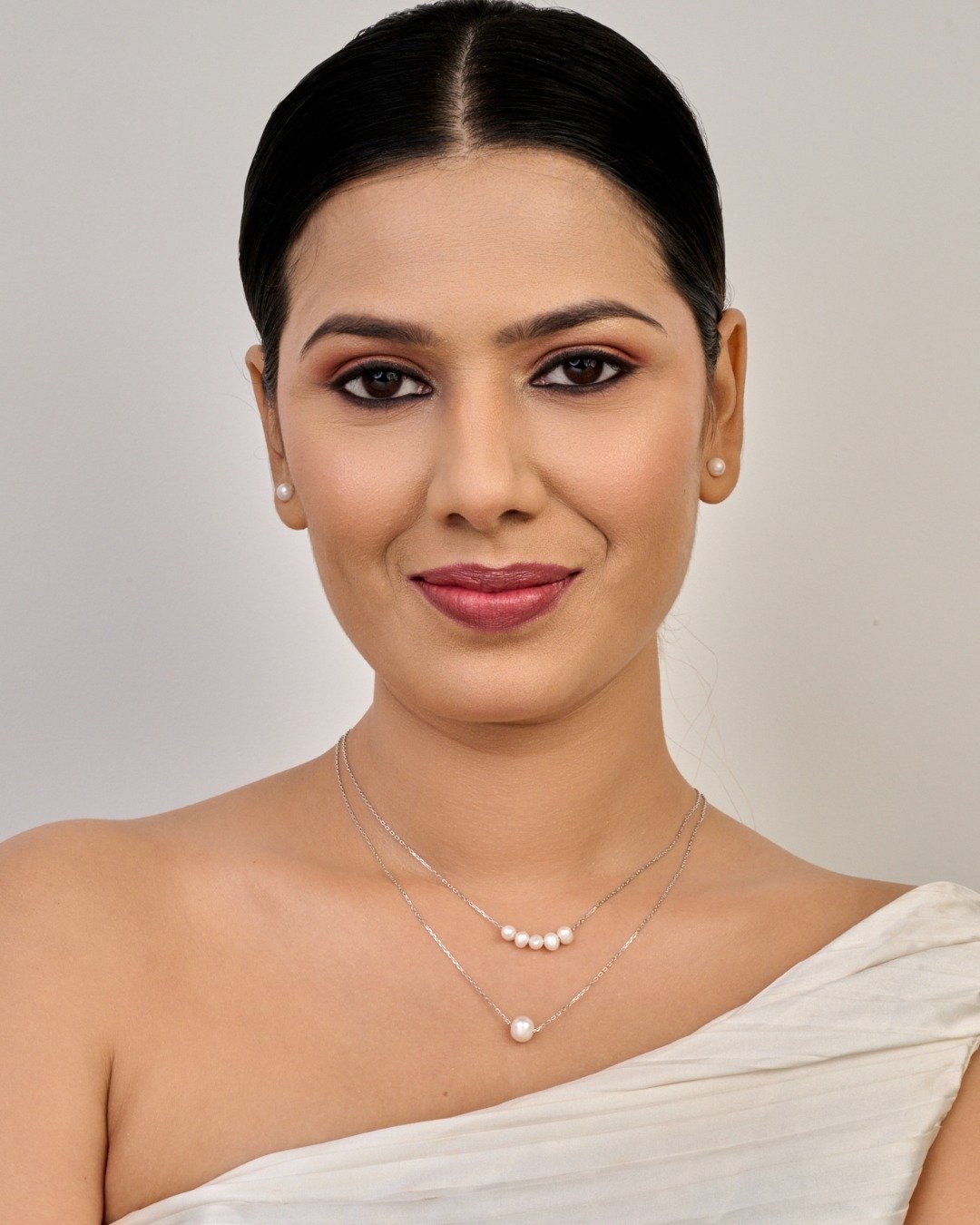 Pearl Drop Layer Necklace – 925 Sterling Silver — view 3