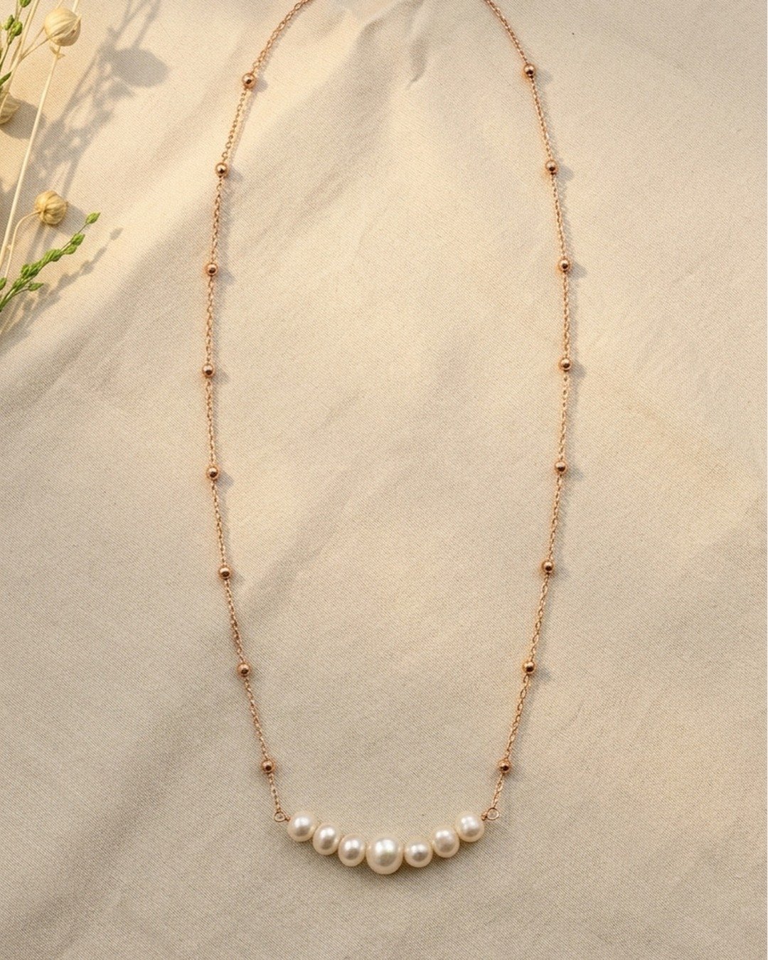 Pearl Bar Minimal Necklace – 925 Sterling Silver