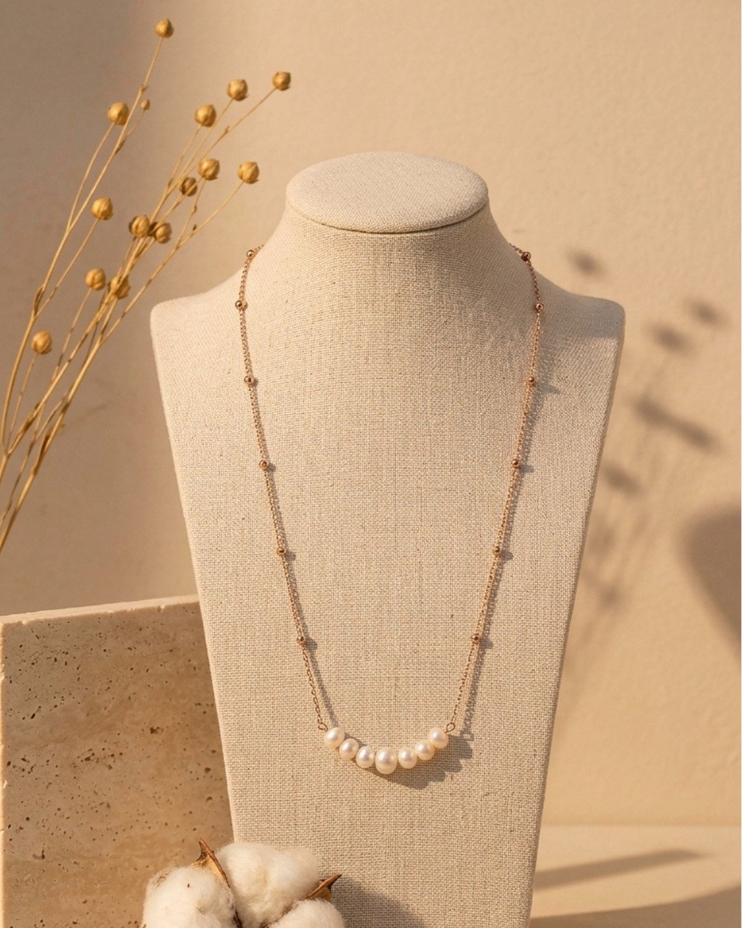 Pearl Bar Minimal Necklace – 925 Sterling Silver — view 5