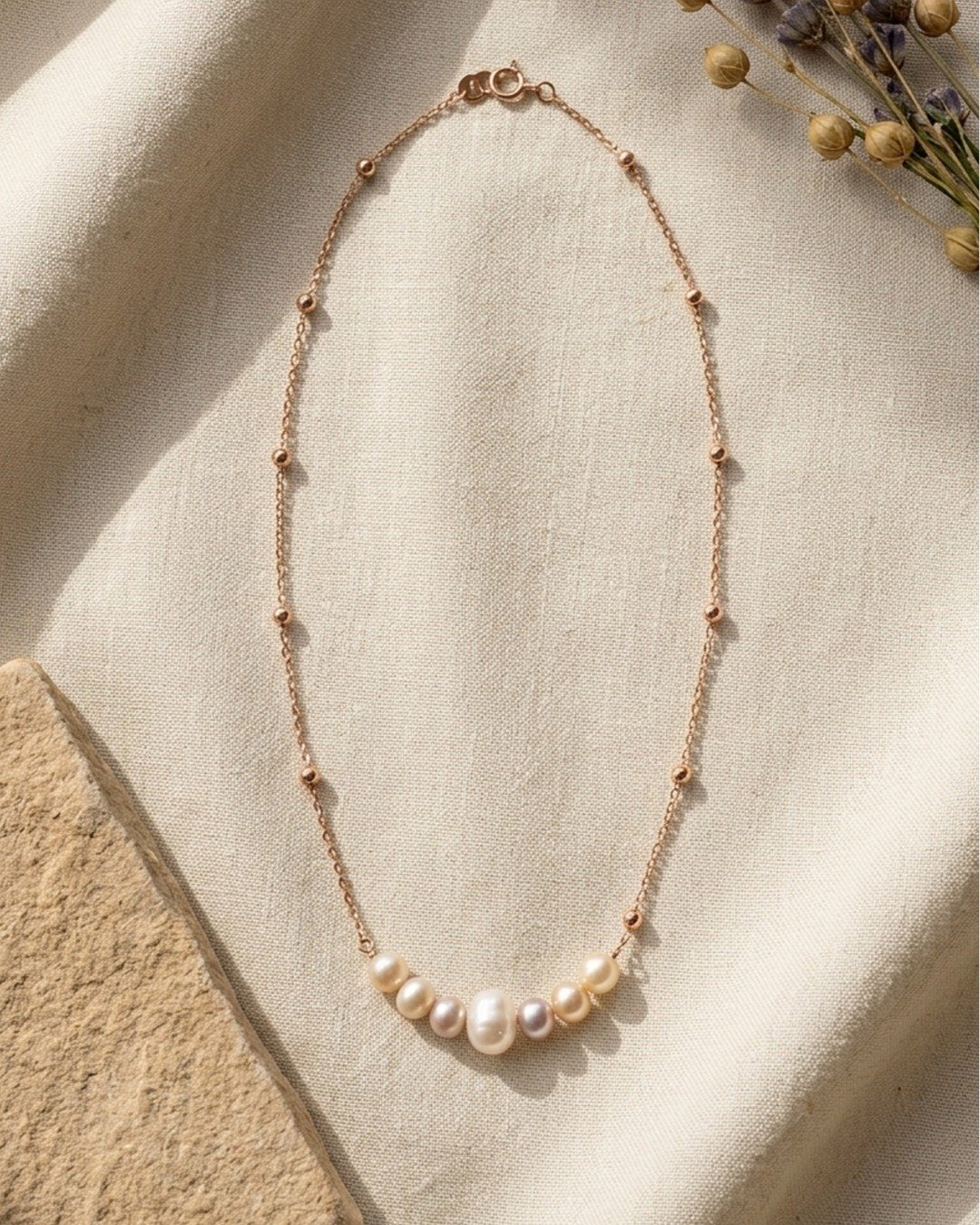 Elegant Pearl Cluster Necklace – 925 Sterling Silver — view 4