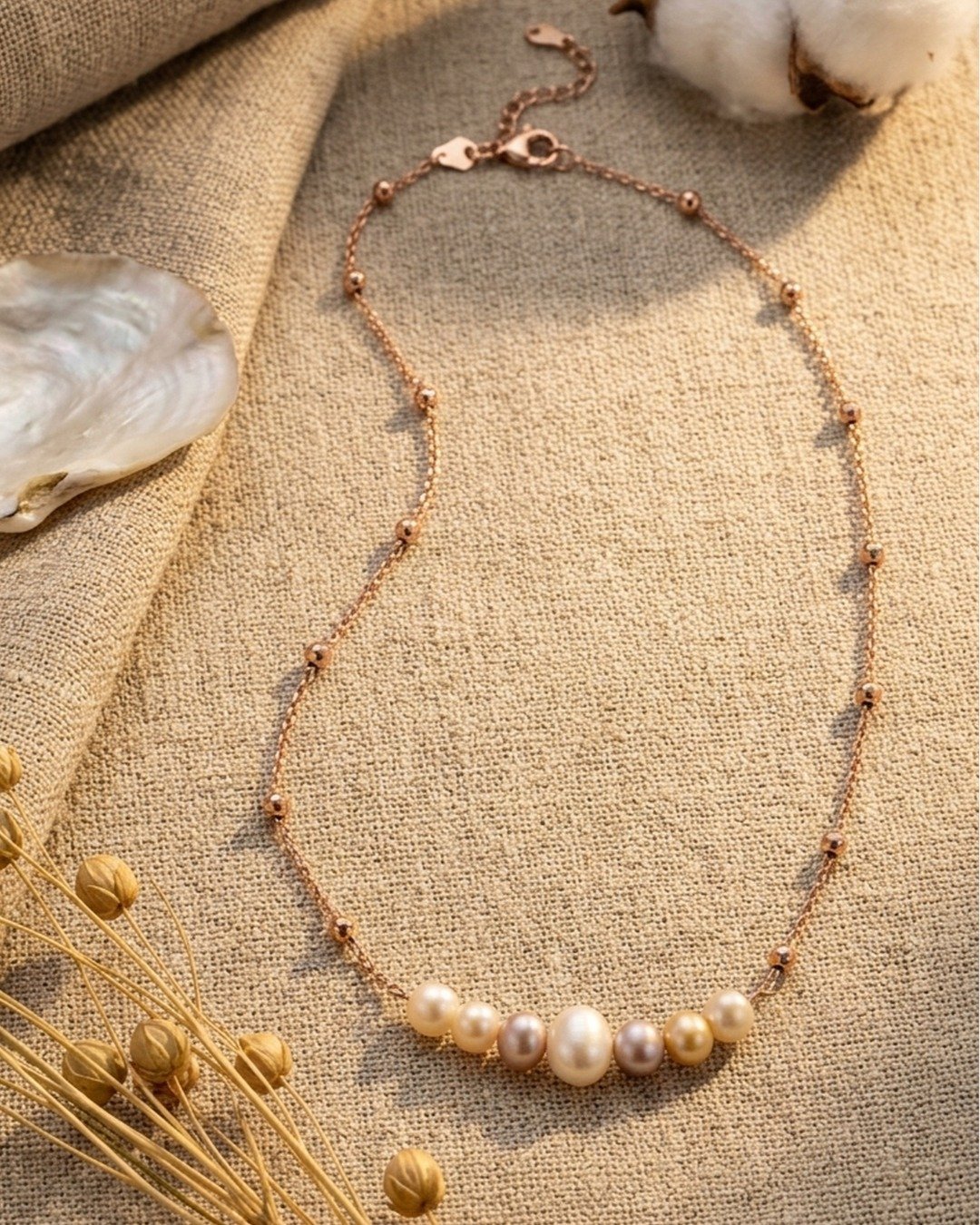 Elegant Pearl Cluster Necklace – 925 Sterling Silver — view 5