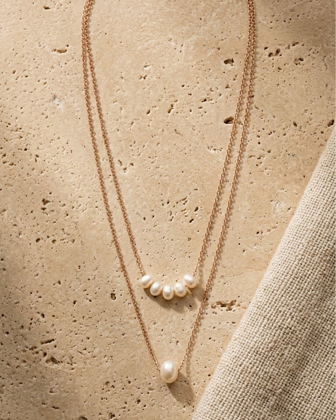 Layered Pearl Drop Necklace – 925 Sterling Silver