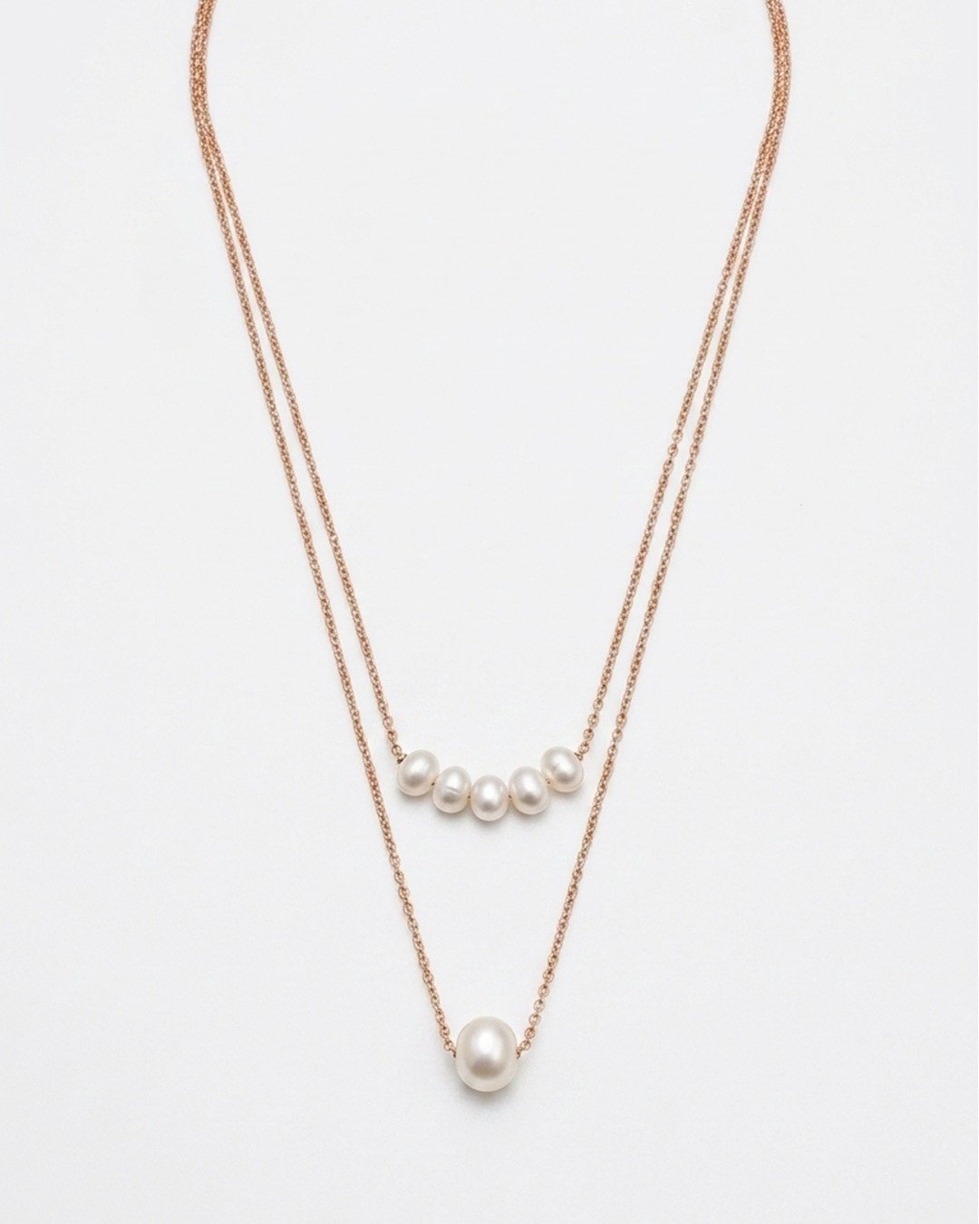 Layered Pearl Drop Necklace – 925 Sterling Silver — view 4