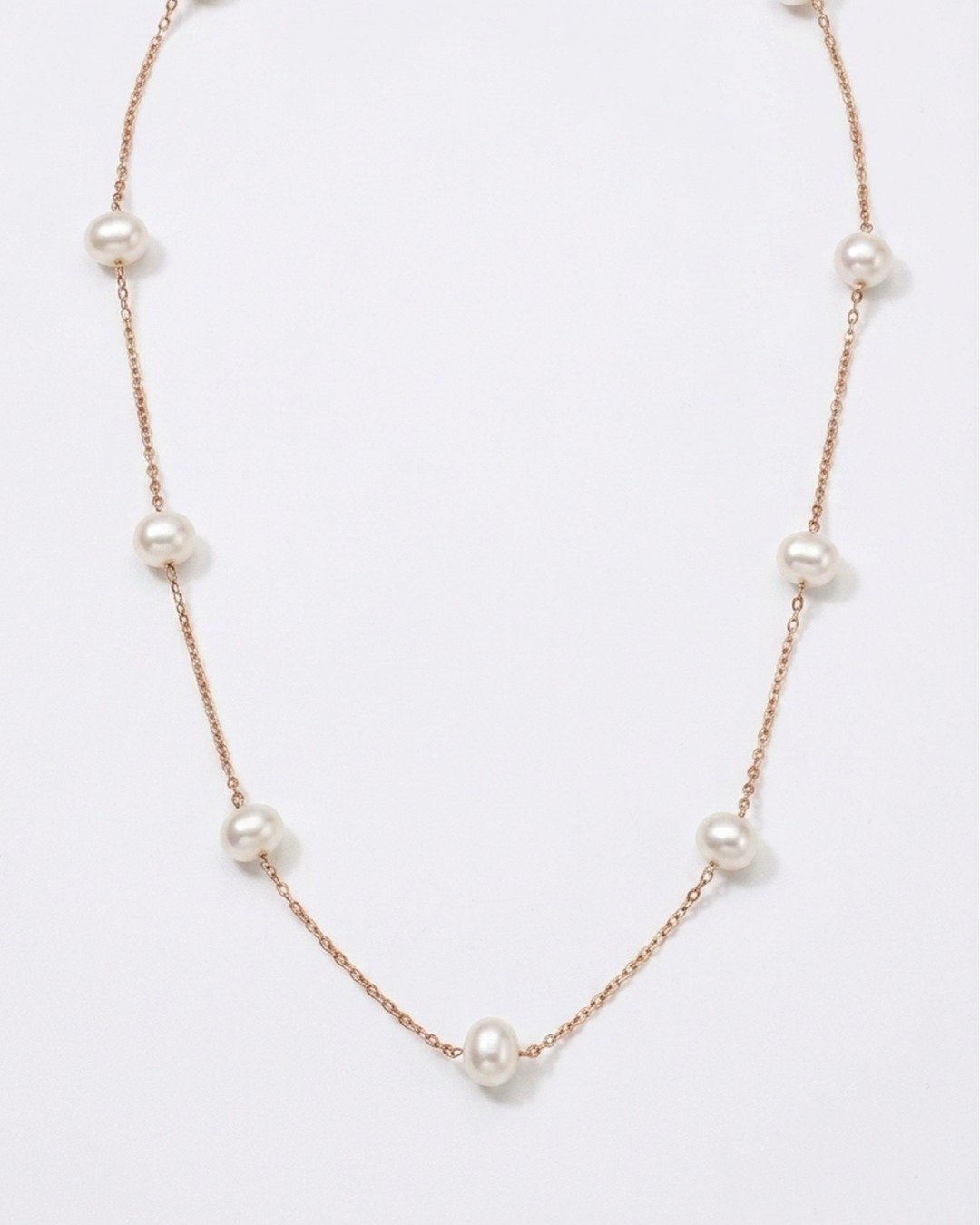 Classic Pearls Station Necklace – 925 Sterling Silver