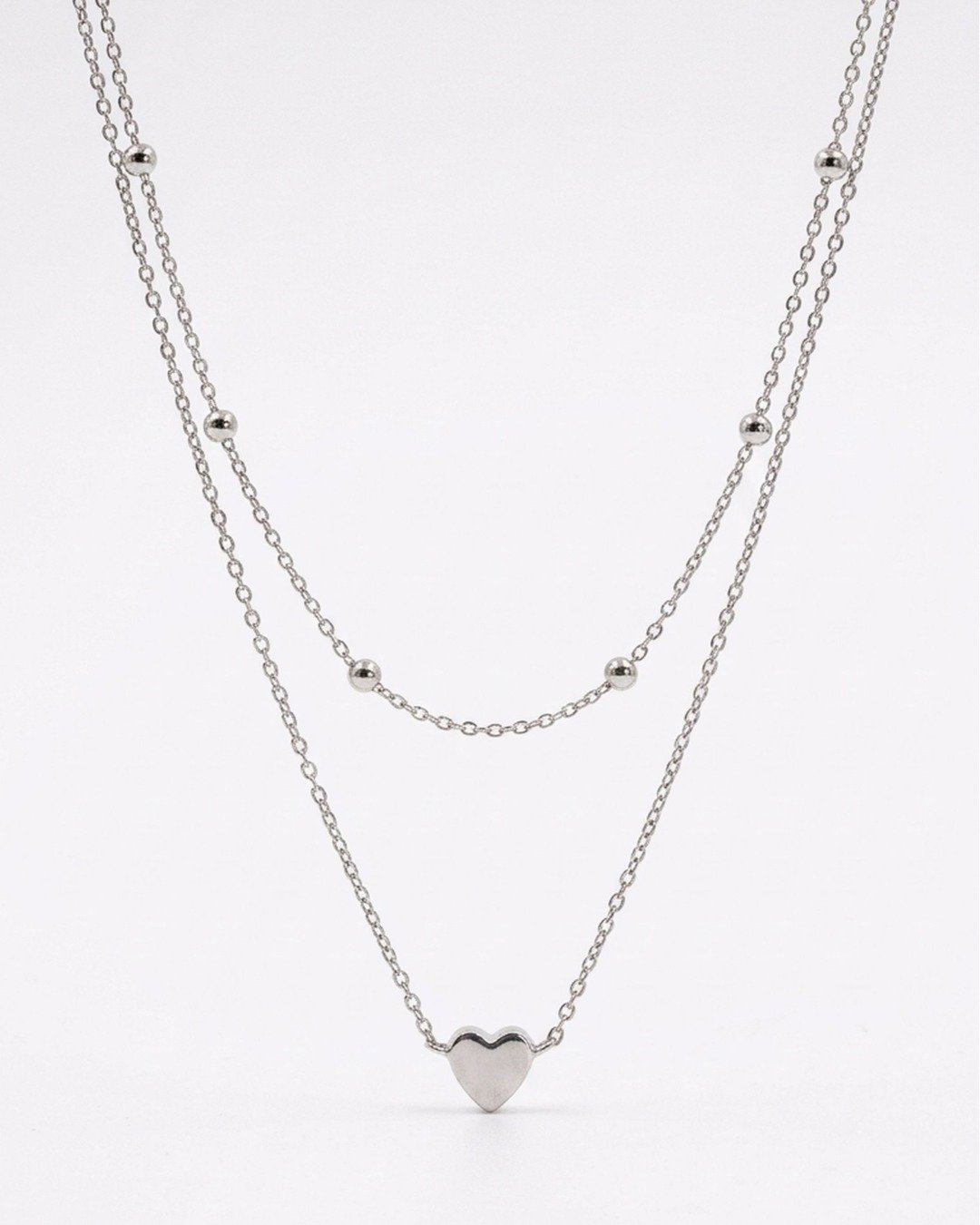 Minimal Heart Double Layer Necklace – 925 Sterling Silver
