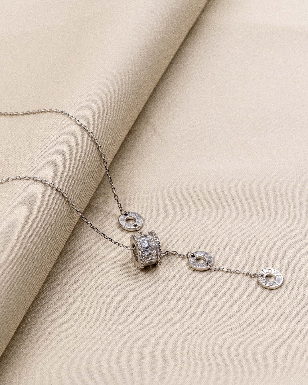 Roman Halo Drop Pendant Necklace Set – 925 Sterling Silver