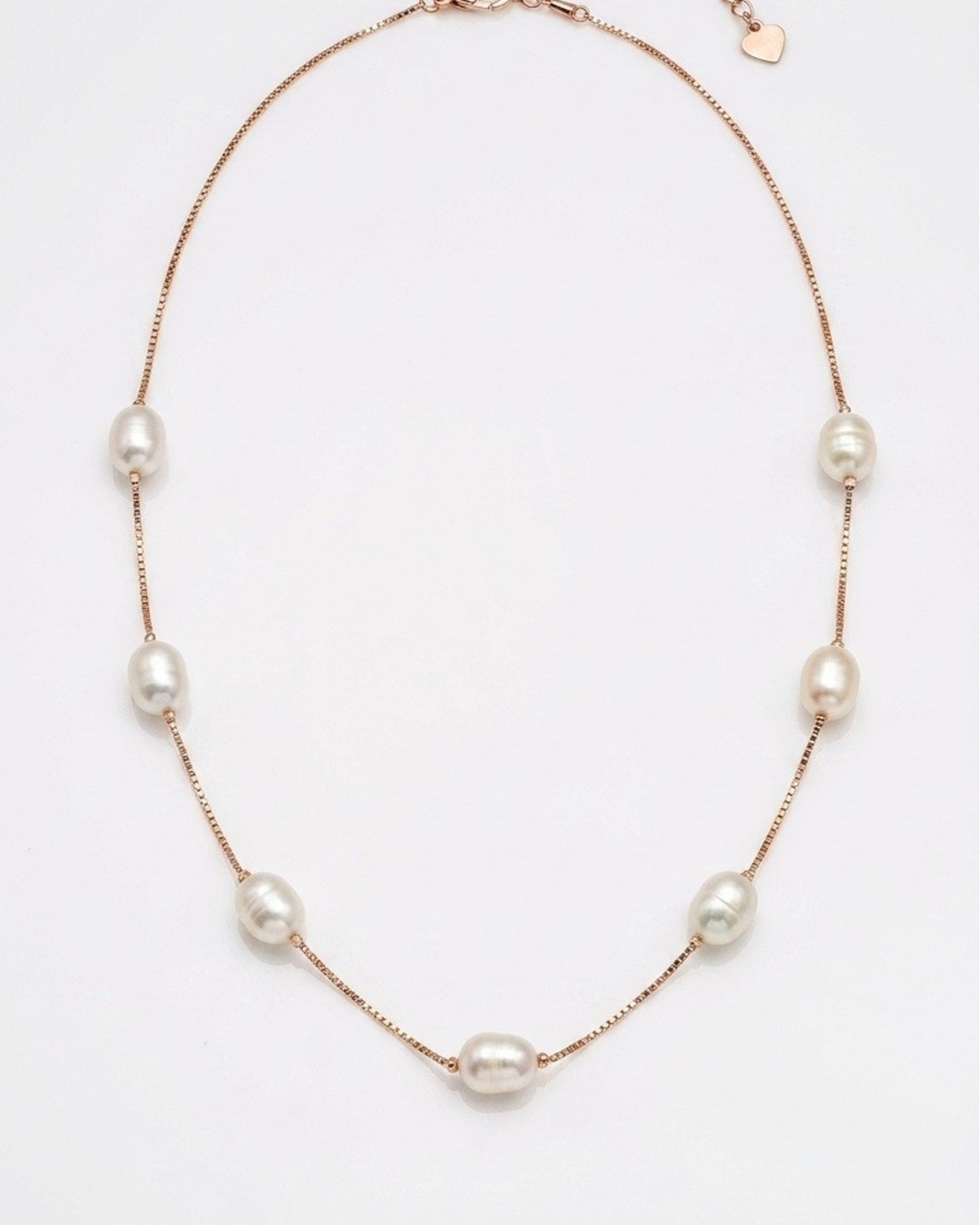 Oval Pearls Station Necklace – 925 Sterling Silver — view 4