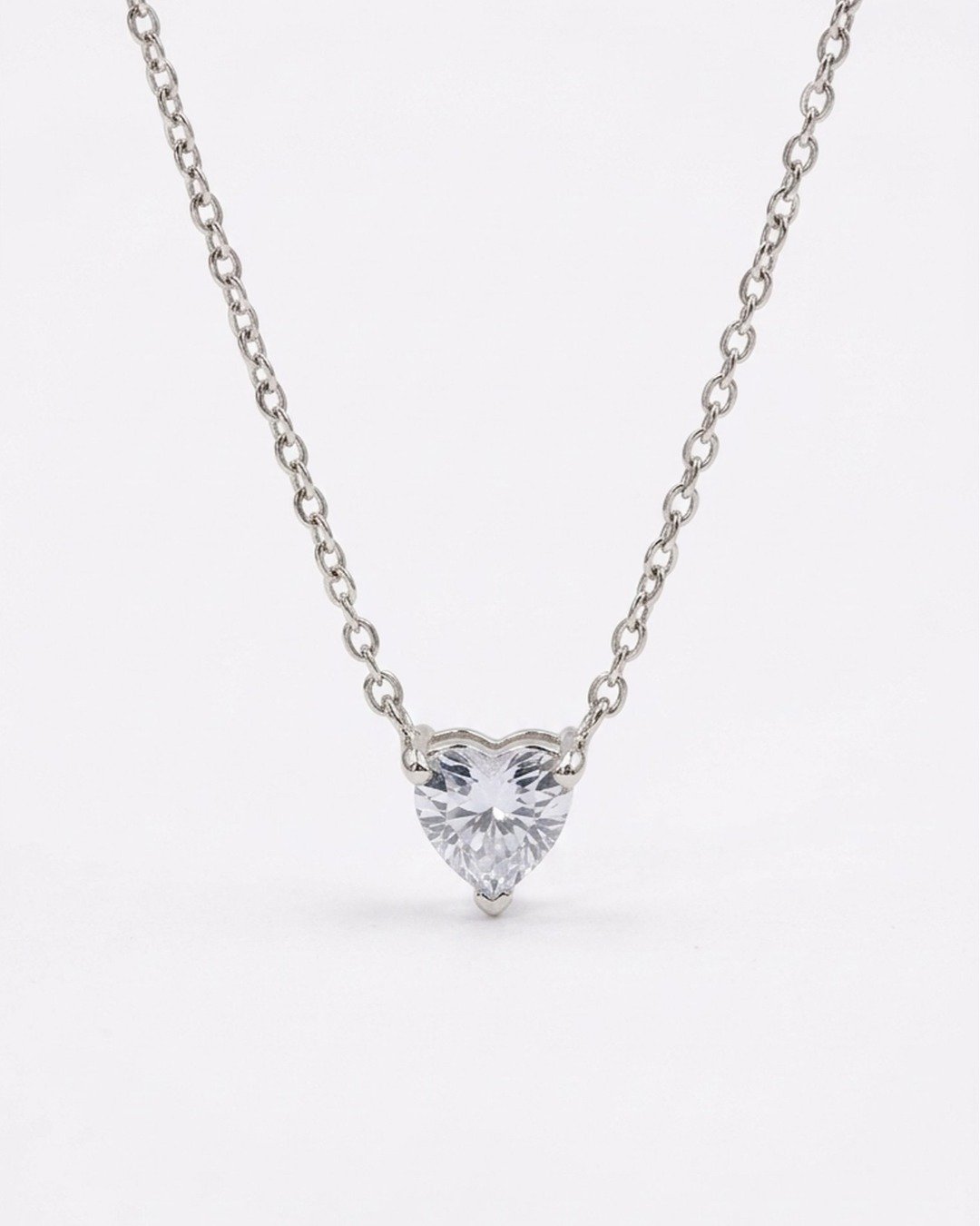 Classic Heart Solitaire Pendant Necklace Set – 925 Sterling Silver