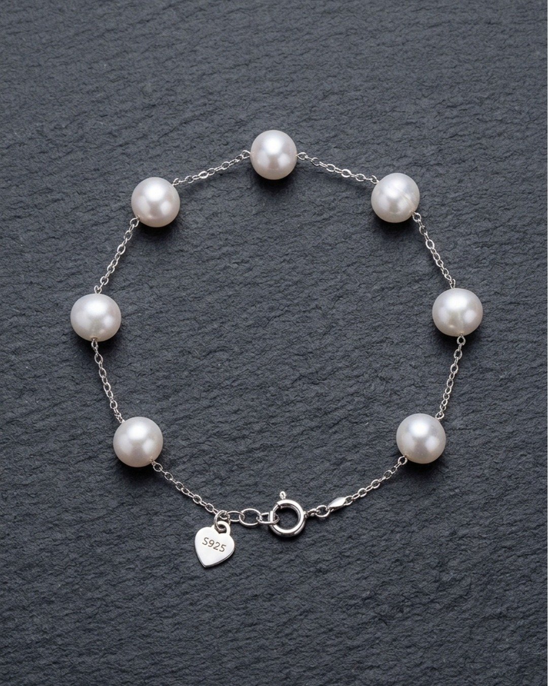 Classic Pearl Line Bracelet – 925 Sterling Silver