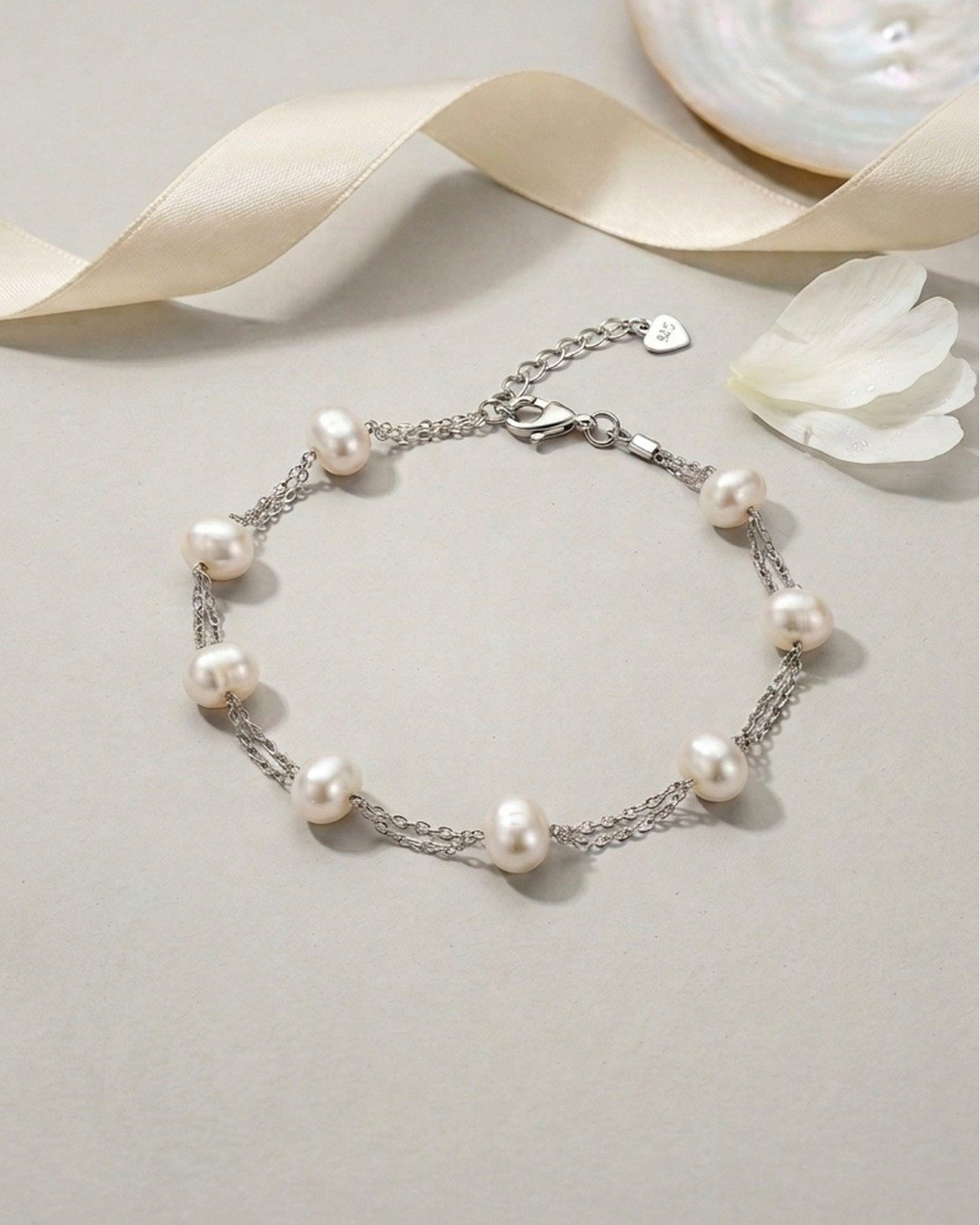 Dual Pearl Layer Bracelet – 925 Sterling Silver