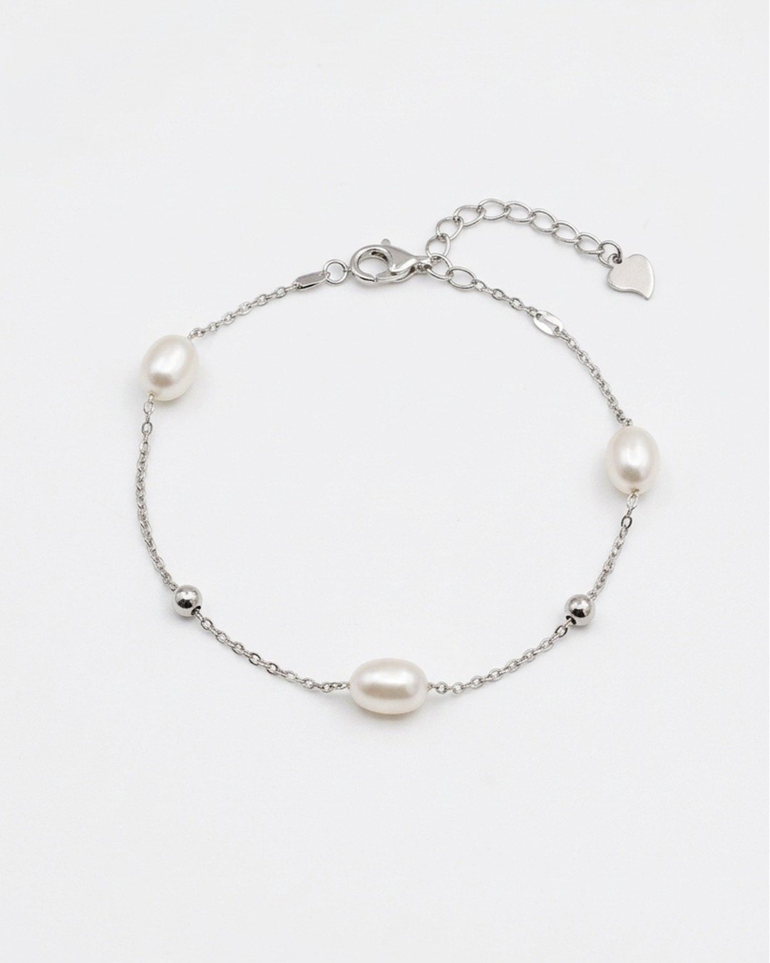 Minimal Pearl Chain Bracelet – 925 Sterling Silver — view 4