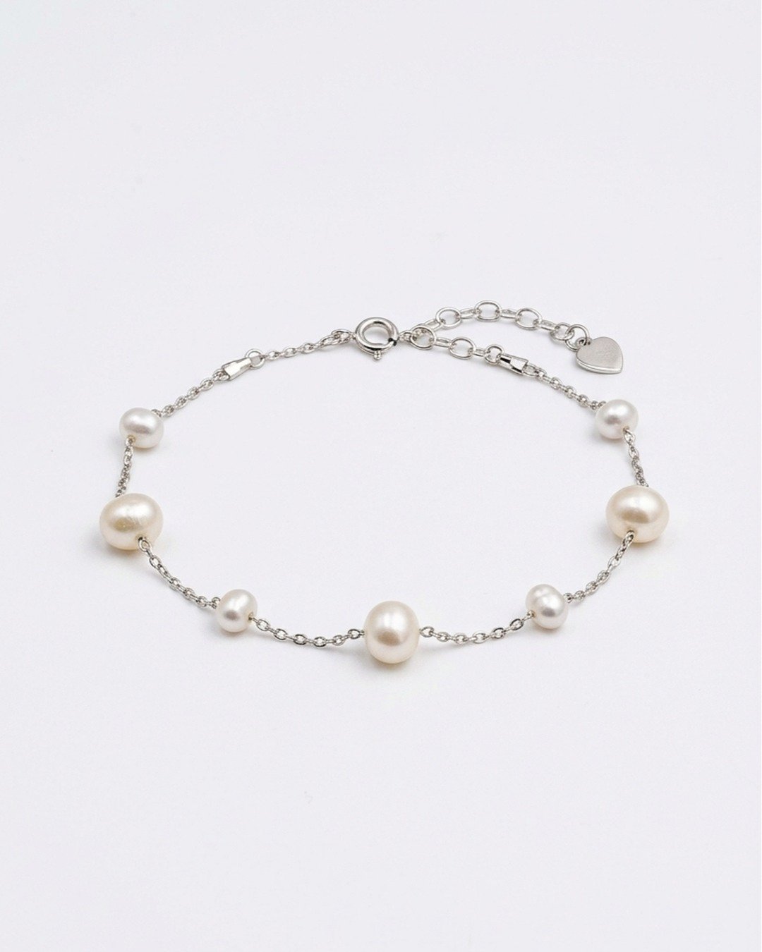 Mixed Pearl Charm Bracelet – 925 Sterling Silver