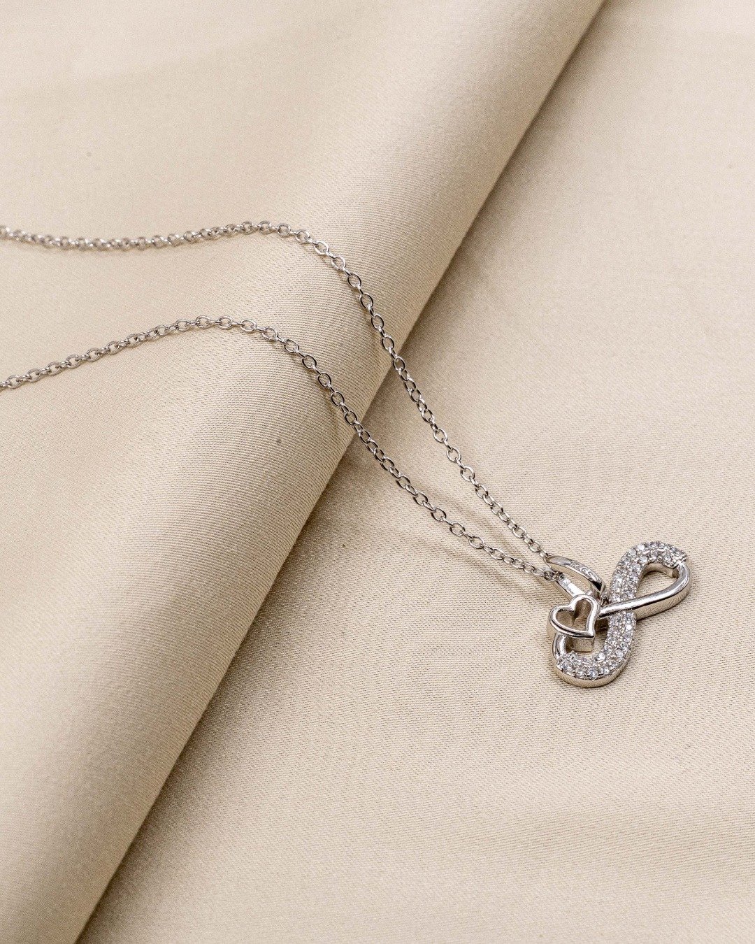 Infinity Heart Sparkle Pendant Necklace Set – 925 Sterling Silver