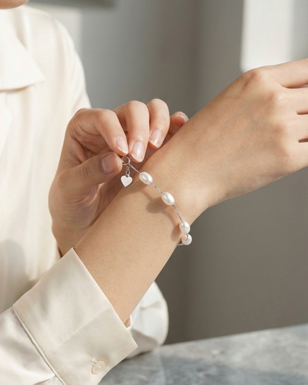 Classic Oval Pearl Bracelet – 925 Sterling Silver — view 3