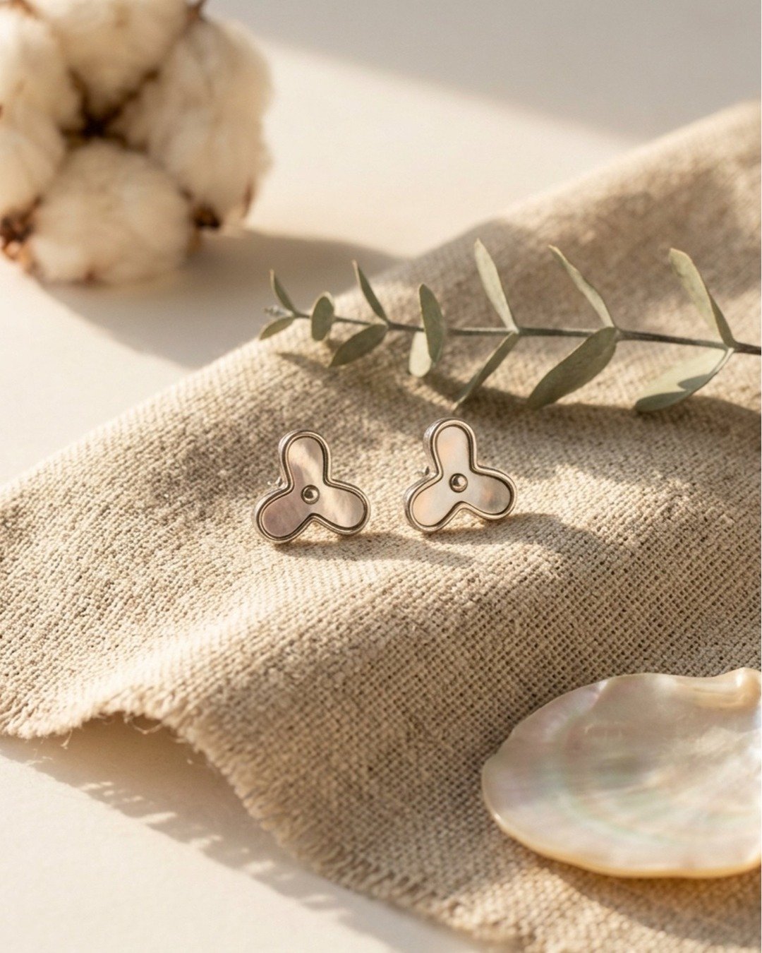 Clover Mother of Pearl Stud Earrings