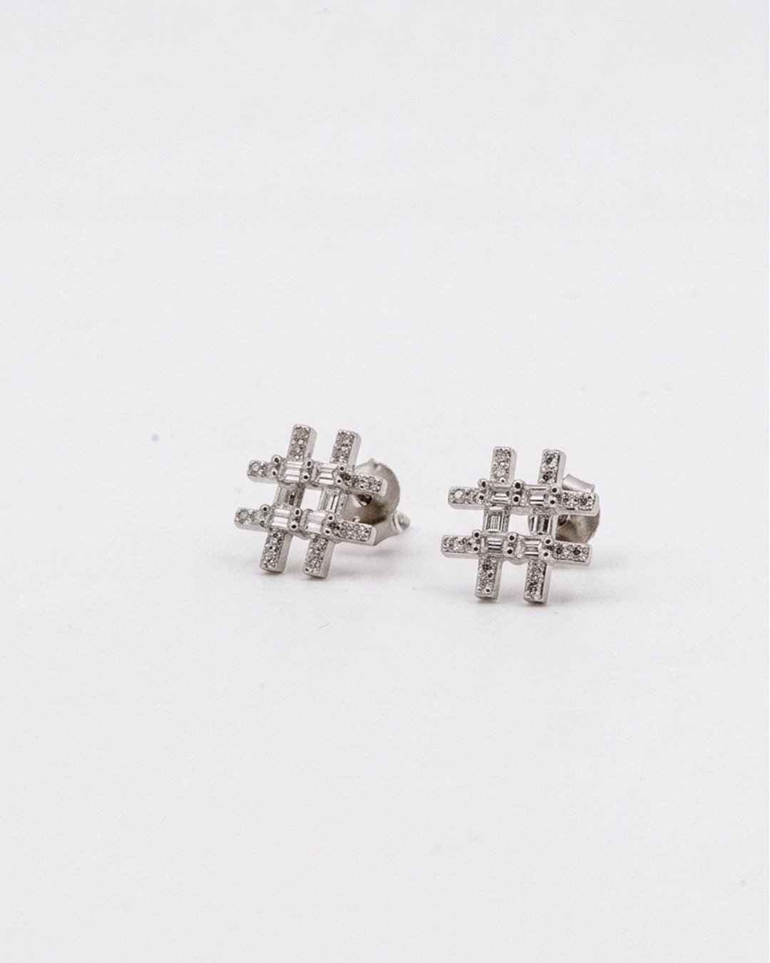 Geometric Spark Grid Stud Earrings — view 6