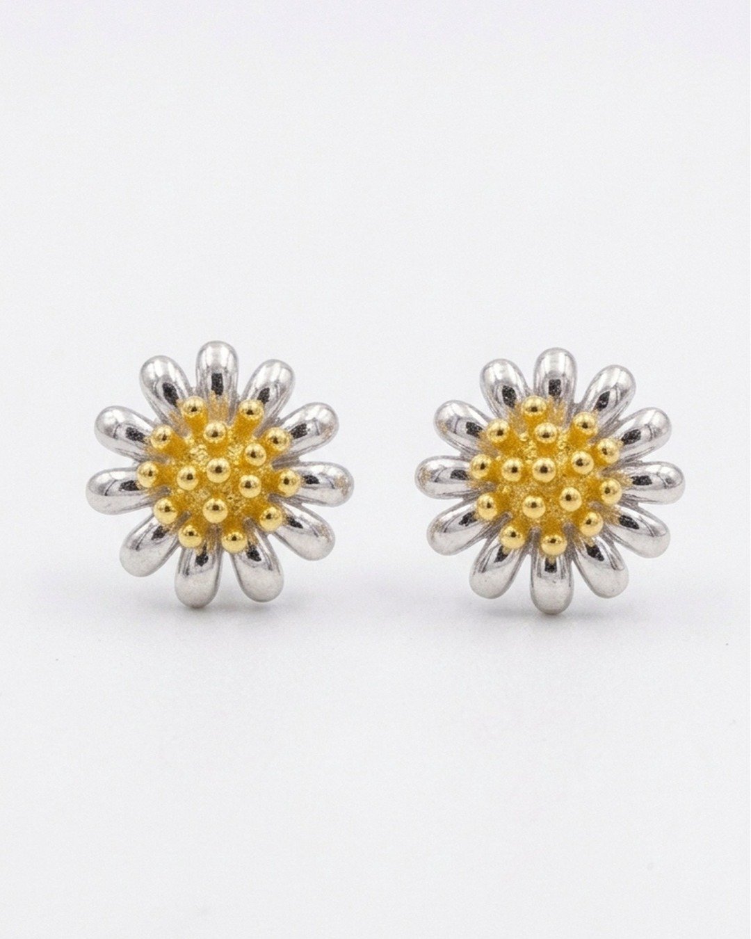 Golden Bloom Dual Tone Stud Earrings — view 4
