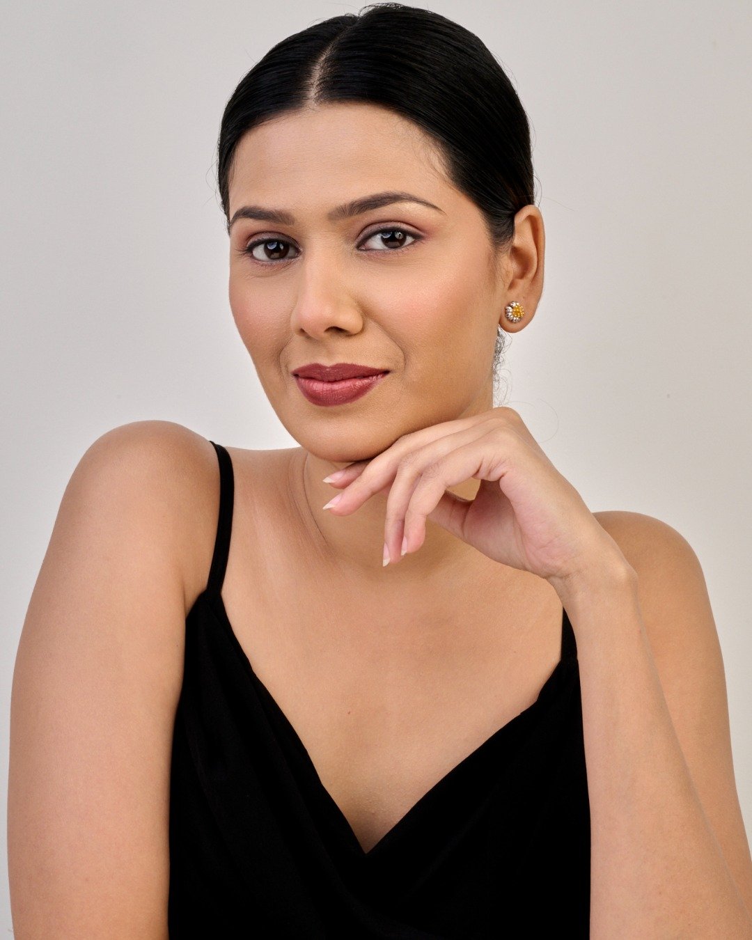 Golden Bloom Dual Tone Stud Earrings — view 3