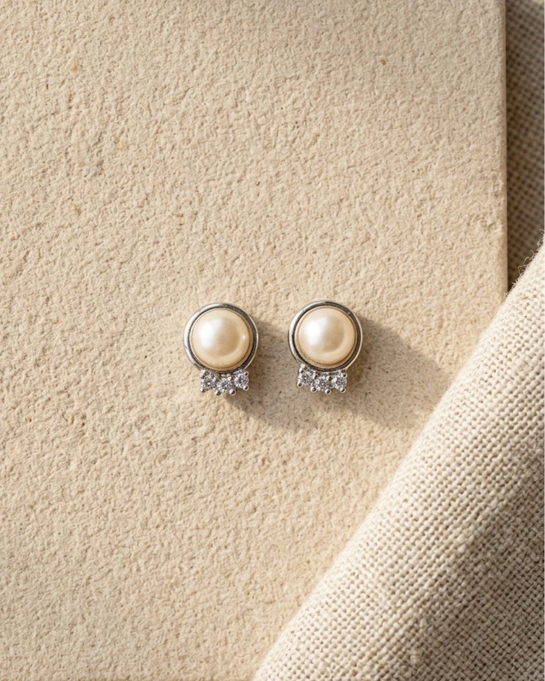 Pearl Radiance Crown Stud Earrings