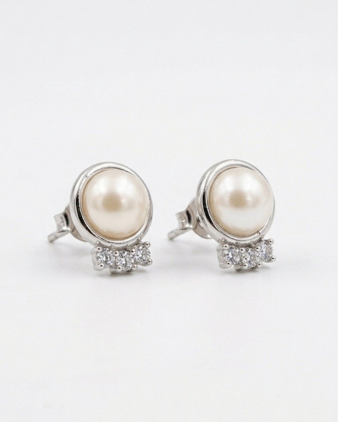 Pearl Radiance Crown Stud Earrings — view 6