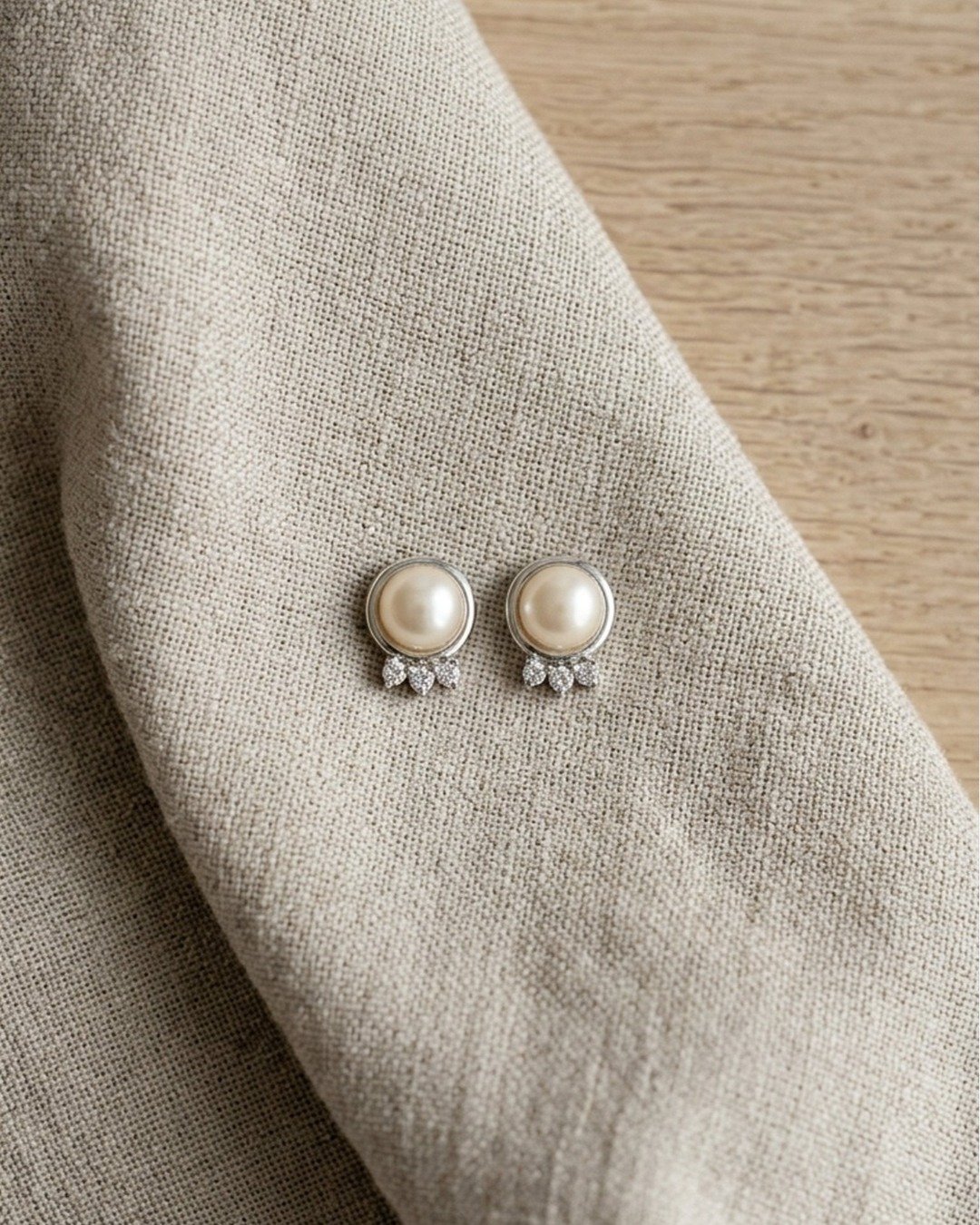 Pearl Radiance Crown Stud Earrings — view 5